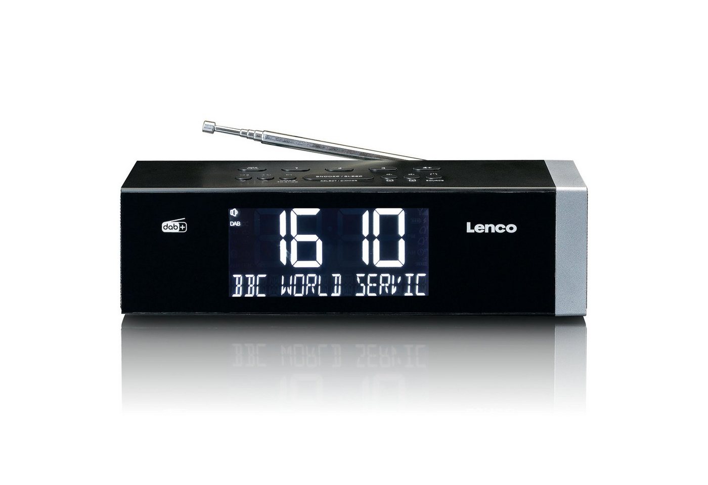 Lenco Radiowecker CR-640BK auto. Zeitumstellung, starker Empfang, Backup-Batterie & Lautsprecher von Lenco