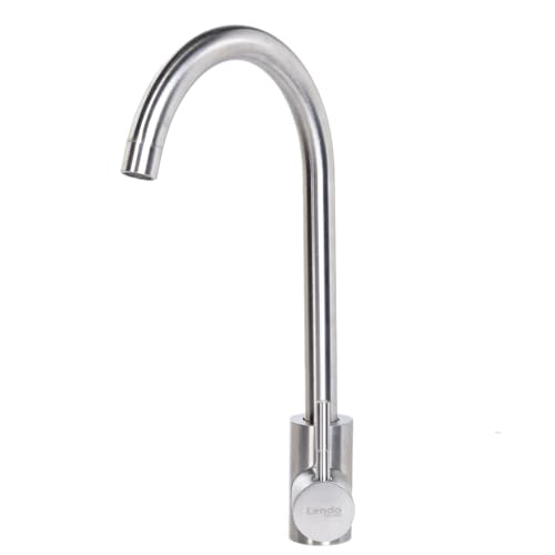 Lendo Online Küchenarmatur - 6x20x39cm - Mischbatterie - Wasserhahn - Spültischarmatur - Armatur - Edelstahl - Schwarz oder Silber - Warm/Kalt (Silber) von Lendo Online