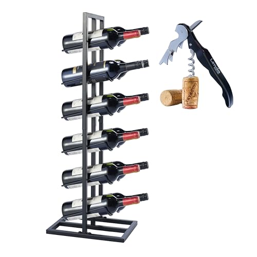 Lendo Online Weinregal für 12 Flaschen - Weinschrank - Weinflaschenhalter - Weinlagerung - Pulverbeschichteter Stahl - Schwarz - Metall - Flaschenregal - Weinständer (31x21x84cm (12 Flaschen)) von Lendo Online