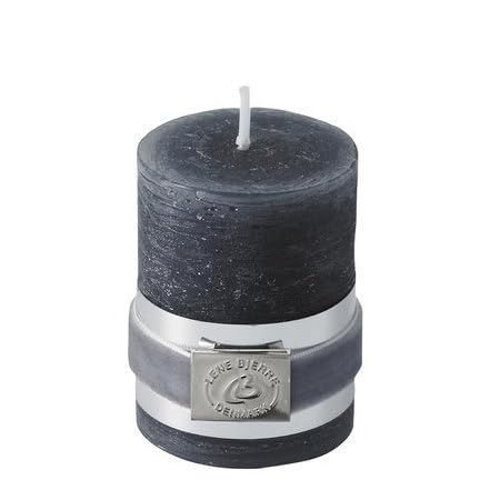 Lene Bjerre Stumpenkerze Rustic, dunkelgrau, Paraffin von Lene Bjerre
