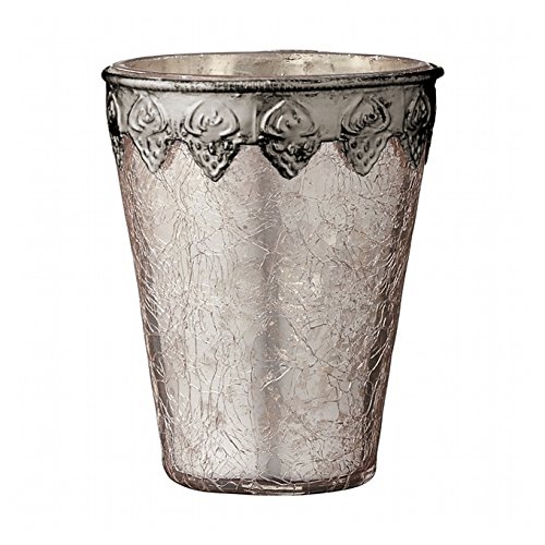 Lene Bjerre Windlicht Teelichthalter Kerzenglas 'Delilah' antiksilber-puderrosa Glas Nostalgie Vintage Skandinavisch French von Lene Bjerre