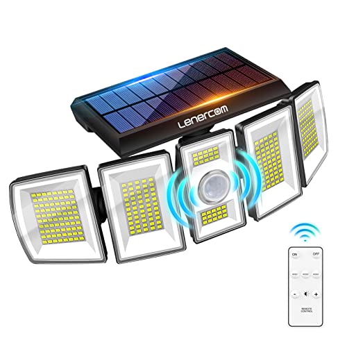 Lenercom Solarlampen für Außen mit Bewegungsmelder, Solarleuchten für Außen 300 LED Solar Lampe, IP65 Wasserdicht Solarleuchten Mit Fernbedienung für Garten Terrasse (1 Packung) von Lenercom