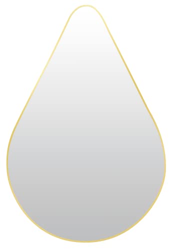 Spiegel Riverside II Gold. Design Spiegel in Tropfenform mit einem Rahmen aus pulverbeschichteten Stahl von Len-Fra Rahmen und Spiegel GmbH