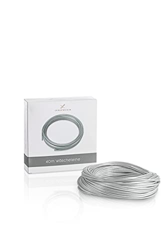 Lengenstein® 40m Wäscheleine mit Polyesterkern und Kunstoffummantelung für Haushalt und Garten Wäscheseil 3mm Durchmesser reißfest und robust (grau) von Lengenstein