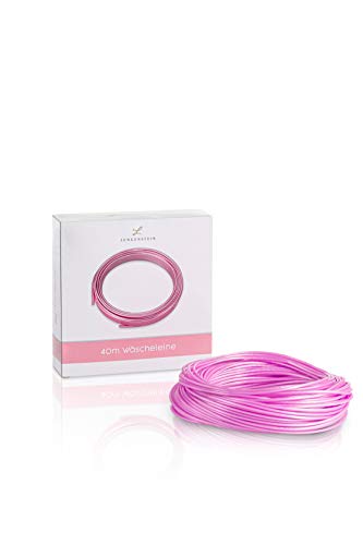Lengenstein® 40m Wäscheleine mit Polyesterkern und Kunstoffummantelung für Haushalt und Garten Wäscheseil 3mm Durchmesser reißfest und robust (rosa) von Lengenstein