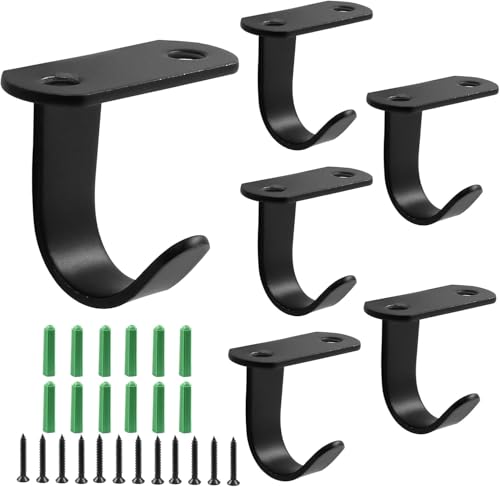 Lengxue 6 Stück schwarze Schraubhaken Deckenhaken Schwerlast Regal unter Kleiderhaken Edelstahl für Schränke, Küchen, Schränke, Badezimmer von Lengxue