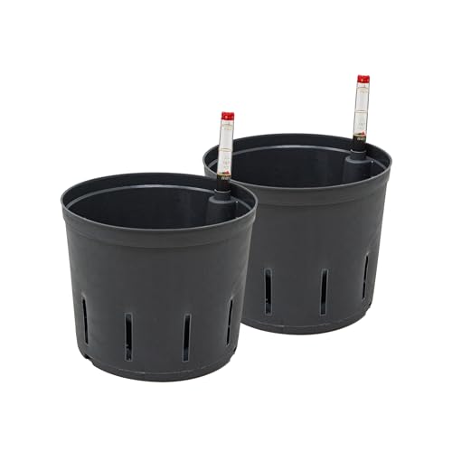 Leni Kulturtopf für Hydrokultur-Systeme Set mit Wasserstandsanzeiger | Größen zur Wahl 5-32 cm rund | Langlebiger Kunststoff (2er-Pack, Ø: 15cm | H: 12cm) von Leni