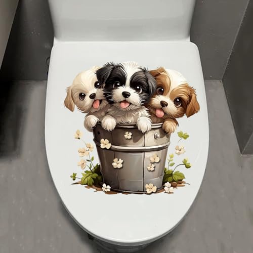 Leniutor 1 Stück Tier-Toilettenaufkleber, selbstklebend, wasserdicht, Hundebadezimmer & Tür, Wandaufkleber, kreativer lustiger Toilettentank und Abdeckungen Aufkleber, Heimdekoration (drei freche Leniutor 1 Stück Tier-Toilettenaufkleber, selbstklebend, wasserdicht, Hundebadezimmer & Tür, Wandaufkleber, kreativer lustiger Toilettentank und Abdeckungen Aufkleber, Heimdekoration (drei freche von Leniutor