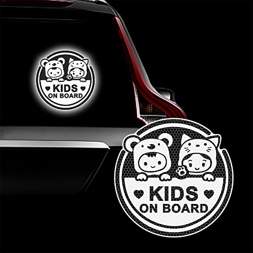 Leniutor Kids On Board Aufkleber für Autos, hochintensives reflektierendes wasserdichtes Vinyl Baby im Auto Aufkleber Niedliche Tieraufkleber für Fenster Stoßstange Warnschild 8 Zoll (1 Stück) von Leniutor