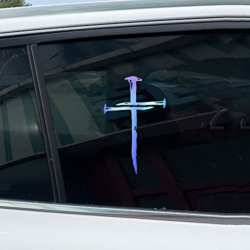 Leniutor Kreuz der Nägel Aufkleber für Autos Kreuz Vinyl Autoaufkleber für Stoßstange LKW Fenster Aufkleber 11,5 x 18 cm (1 Stück, Laserblau) von Leniutor