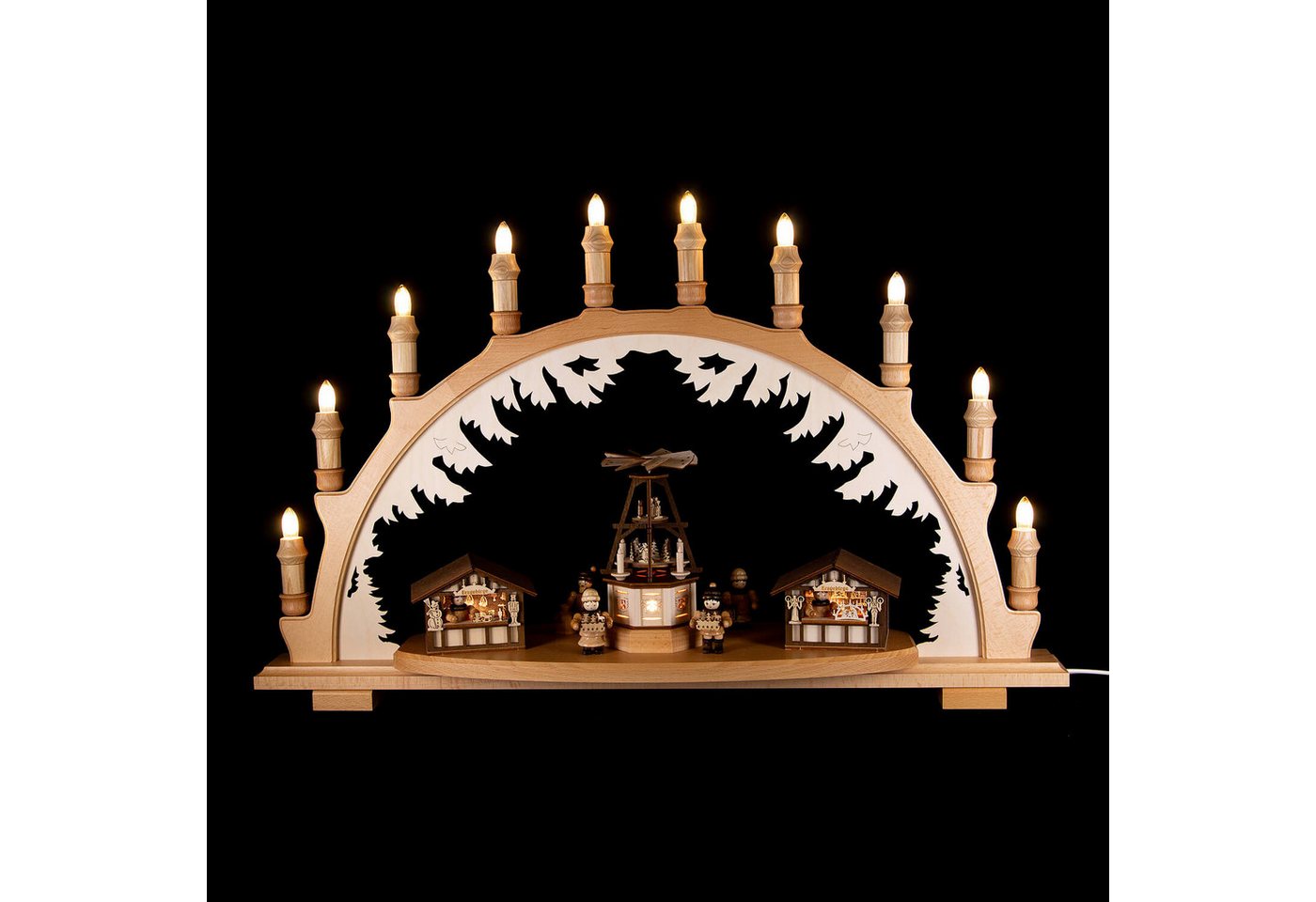 Lenk und Sohn Schwibbogen Schwibbogen Weihnachtsmarkt mit Wärmespiel (66x44cm) von Kunstgewerbe von Lenk und Sohn