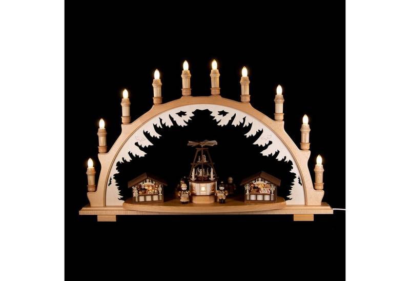 Lenk und Sohn Schwibbogen Schwibbogen Weihnachtsmarkt mit Wärmespiel (66x44cm) von Kunstgewerbe von Lenk und Sohn