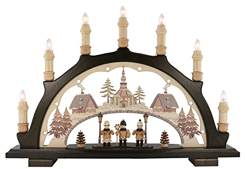 Lenk & Sohn - Schwibbogen Sternsänger, Bild coloriert, Rahmen dunkel - 49x36cm von Lenk & Sohn