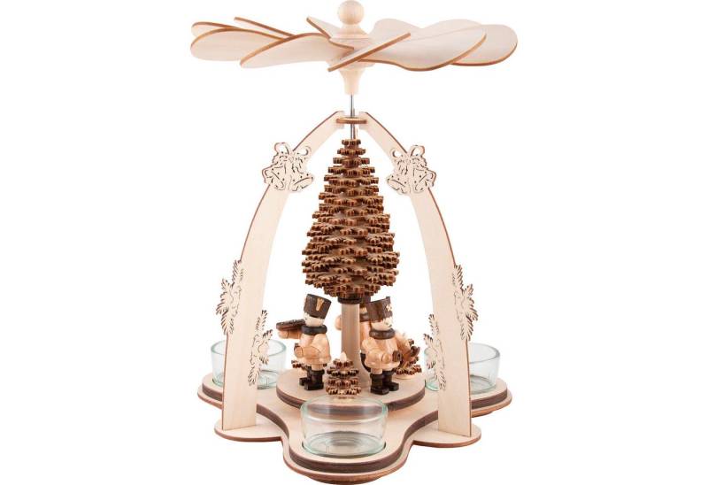 Lenk und Sohn Weihnachtspyramide 1-stöckige Pyramide Bergmann mit Schichtenbaum (24cm) von Kunstgewerbe von Lenk und Sohn