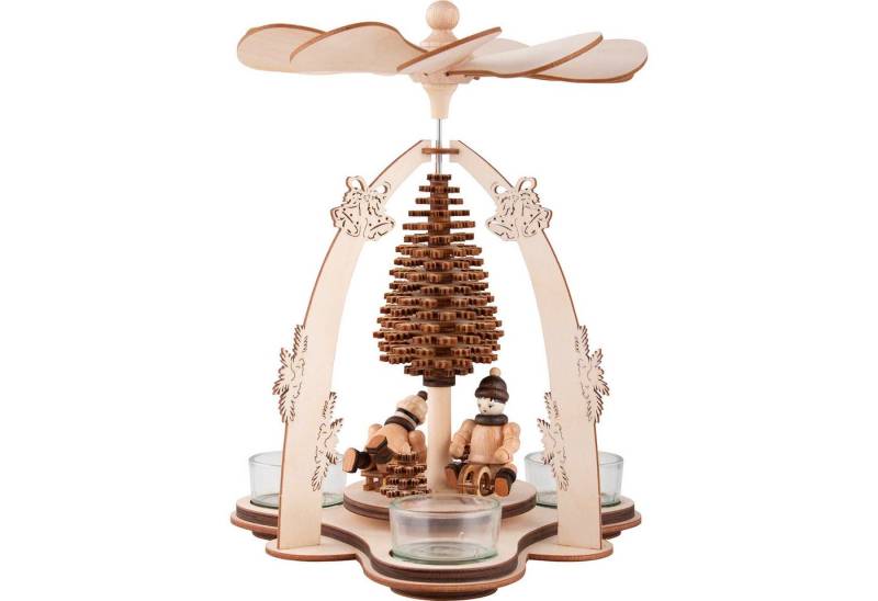 Lenk und Sohn Weihnachtspyramide 1-stöckige Pyramide Winterkinder mit Schichtenbaum (24cm) von Kunstgew von Lenk und Sohn