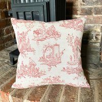 1004. Rot Toile De Jouy 100% Baumwolle Kissenbezug Im Leinenlook. Verschiedene Größen 1004. Rot Toile De Jouy 100% Baumwolle Kissenbezug Im Leinenlook. Verschiedene Größen von LenkasDresses