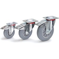 fetra® Lenkrolle mit Feststeller, ØxB 160 x 40 mm, Tragkraft 135 kg, Vollgummi-Bereifung von fetra®