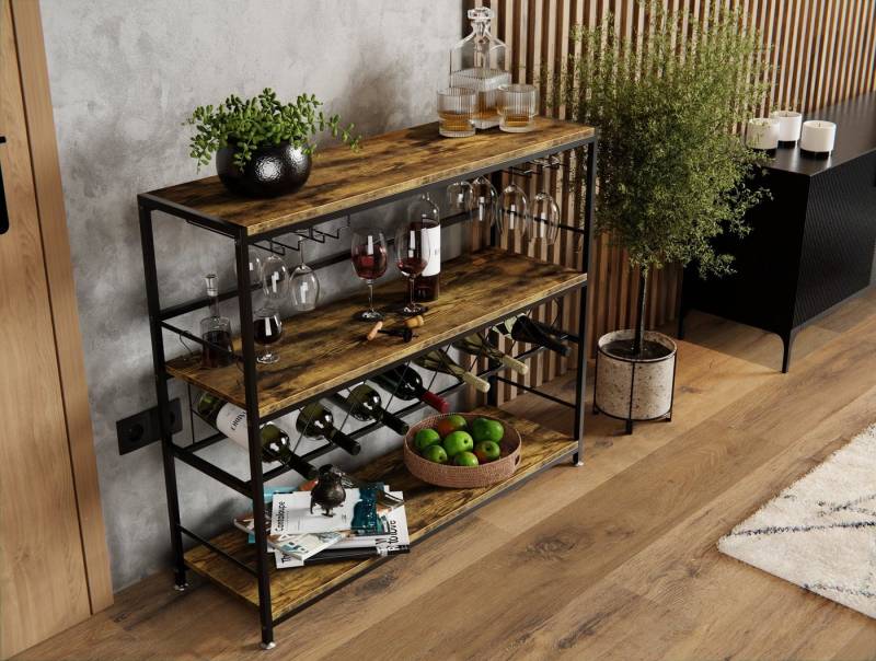 Lenmar Weinregal Weinregal aus Metall, Flaschenregal, Regale, Flaschenhalter LOFT 2-7 von Lenmar
