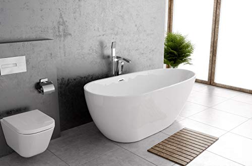 VIRTAUS KRÆFT 130x70cm exklusive freistehende Badewanne in Weiß + Ablaufgarnitur Click Clack von Lenmar