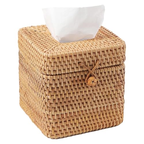 Lenotoon Wicker-Taschentuchbox-Abdeckung Rattan-Taschentuchbox-Abdeckung Rattan-Toilettenpapierhalter Lenotoon Wicker-Taschentuchbox-Abdeckung Rattan-Taschentuchbox-Abdeckung Rattan-Toilettenpapierhalter von Lenotoon