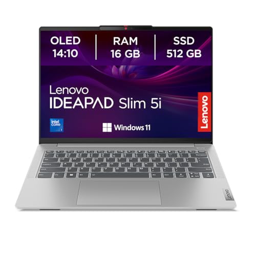 Lenovo IdeaPad Slim 5i Laptop | 14" OLED WUXGA Display | Intel Core i7-13620H | 16GB RAM | 512GB SSD | Intel UHD Grafik | Windows 11 Home | QWERTZ | Luna Grau | 3 Monate Premium Care von Lenovo