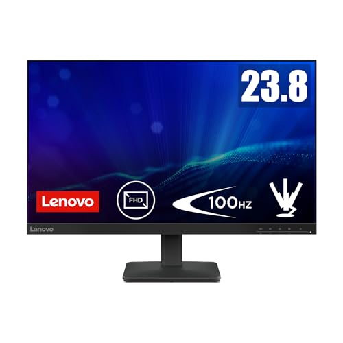 Lenovo L24-41 Monitor 23,8 Zoll FHD (1920 x 1080), IPS, 4 ms, 100 Hz, verstellbar, Anschlüsse HDMI 2.1 und VGA, HDMI-Kabel im Lieferumfang enthalten - Raven Black von Lenovo