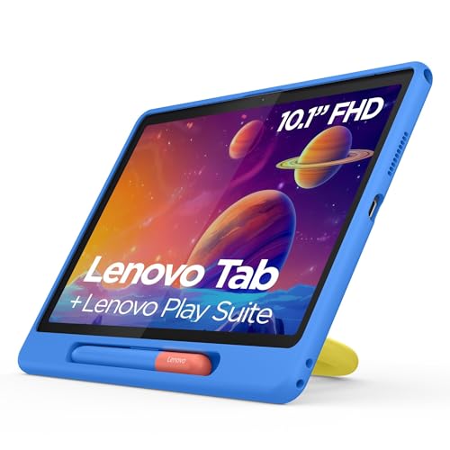 Lenovo Tab Tablet | 10.1" Full HD Display | MediaTek G85 | 4GB RAM | 64GB eMMC | Android 14 | Luna Grey Tab Play Suite | inkl. Kids Bumper und Stift von Lenovo
