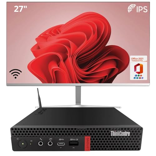 Lenovo ThinkCentre Tiny Desktop-PC komplett | Mini-Computer | Core i5, 16 GB RAM, 512 GB SSD | WiFi, Bluetooth, Windows 11 Pro | Office 2021 (Generalüberholt) (PC+27) von Lenovo
