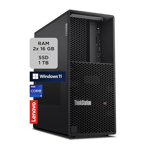 Lenovo - ThinkStation P3 Tower, Desktop-PC Büro mit Windows 11 Pro, Intel Core i9-14900, RAM 2X16GB UDIMM DDR5-4400 Non-ECC, 1TB SSD NVMe - Computer mit PCIe-Erweiterbarkeit von Lenovo