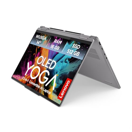 Lenovo Yoga 7 Convertible Laptop | 14" WUXGA OLED Display | AMD Ryzen 5 8640HS | 16GB RAM | 512GB SSD | AMD Radeon Grafik | Windows 11 Home | QWERTZ | grau | 3 Monate Premium Care von Lenovo