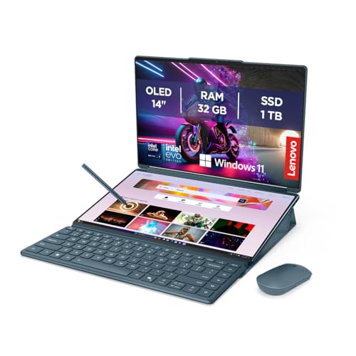 Lenovo Yoga Book 9i AI Laptop | 2x14'' 2.8K WQXGA OLED-Toch Display | Intel Core Ultra 7 | 32GB RAM | 1TB SSD | Intel Arc 140T Grafik | Windows 11 Home | QWERTZ | Tidal Teal | 3 Jahre Premium Care Lenovo Yoga Book 9i AI Laptop | 2x14'' 2.8K WQXGA OLED-Toch Display | Intel Core Ultra 7 | 32GB RAM | 1TB SSD | Intel Arc 140T Grafik | Windows 11 Home | QWERTZ | Tidal Teal | 3 Jahre Premium Care von Lenovo