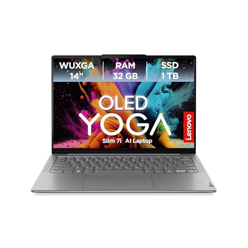 Lenovo Yoga Slim 7i AI Laptop | 14 '' WUXGA 1920x1200 OLED Display | Intel Core Ultra 7 | 32GB RAM | 1TB SSD | Intel Arc Grafik | Windows 11 Home | QWERTZ | Luna grau | 3 Monate Premium Care von Lenovo