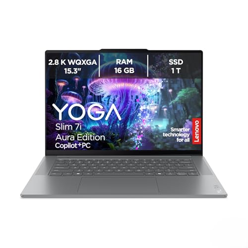 Lenovo Yoga Slim 7i Aura Edition AI Laptop | Copilot+ PC | 15,3" 2.8K WQXGA Display | Intel Core Ultra 7 | 16GB RAM | 1TB SSD | Intel Arc Grafik | Windows11 | QWERTZ | Luna Grau | 2 Jahre Premium Care von Lenovo