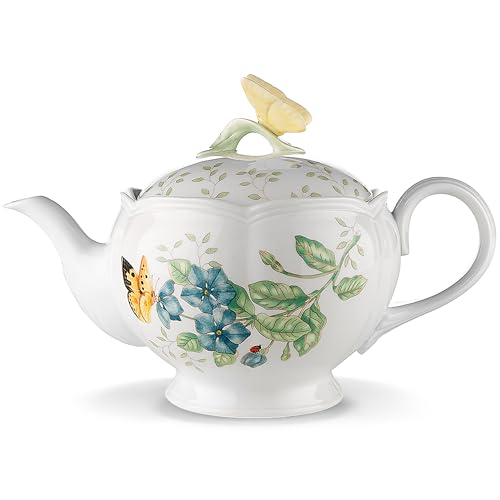 Lenox 6083927 Butterfly Meadow Teapot Teekanne mit Schmetterlingsmotiv, Porzellan, Mehrfarbig von Lenox