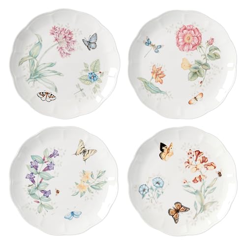 Lenox 891268 Butterfly Meadow Speiseteller-Set 4-teilig, Porzellan, Mehrfarbig von Lenox