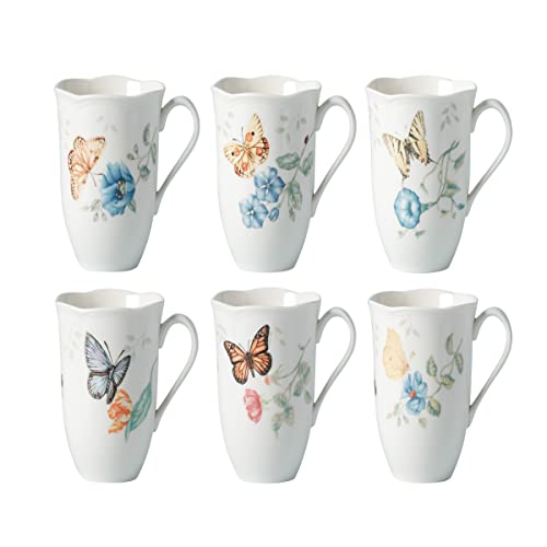Lenox 892798 6-teiliges Tassen-Set mit Schmetterlingsmotiv, Porzellan, Mehrfarbig von Lenox