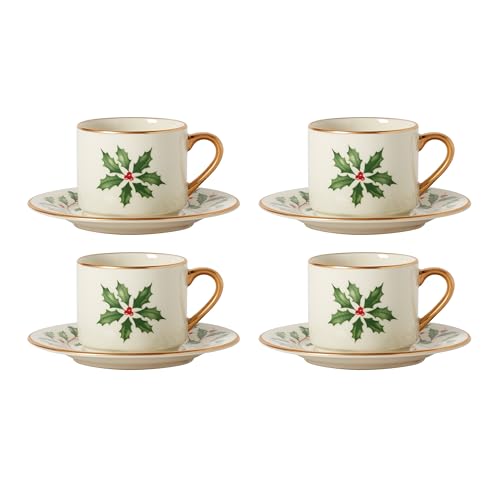 Lenox 894178 Holiday Espressotasse und Untertasse, S/4, Porzellan, Weiß von Lenox