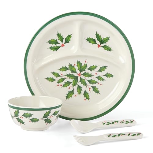Lenox Holiday Kindergeschirr-Set, 4-teilig, 0,7 kg, Rot & Grün von Lenox