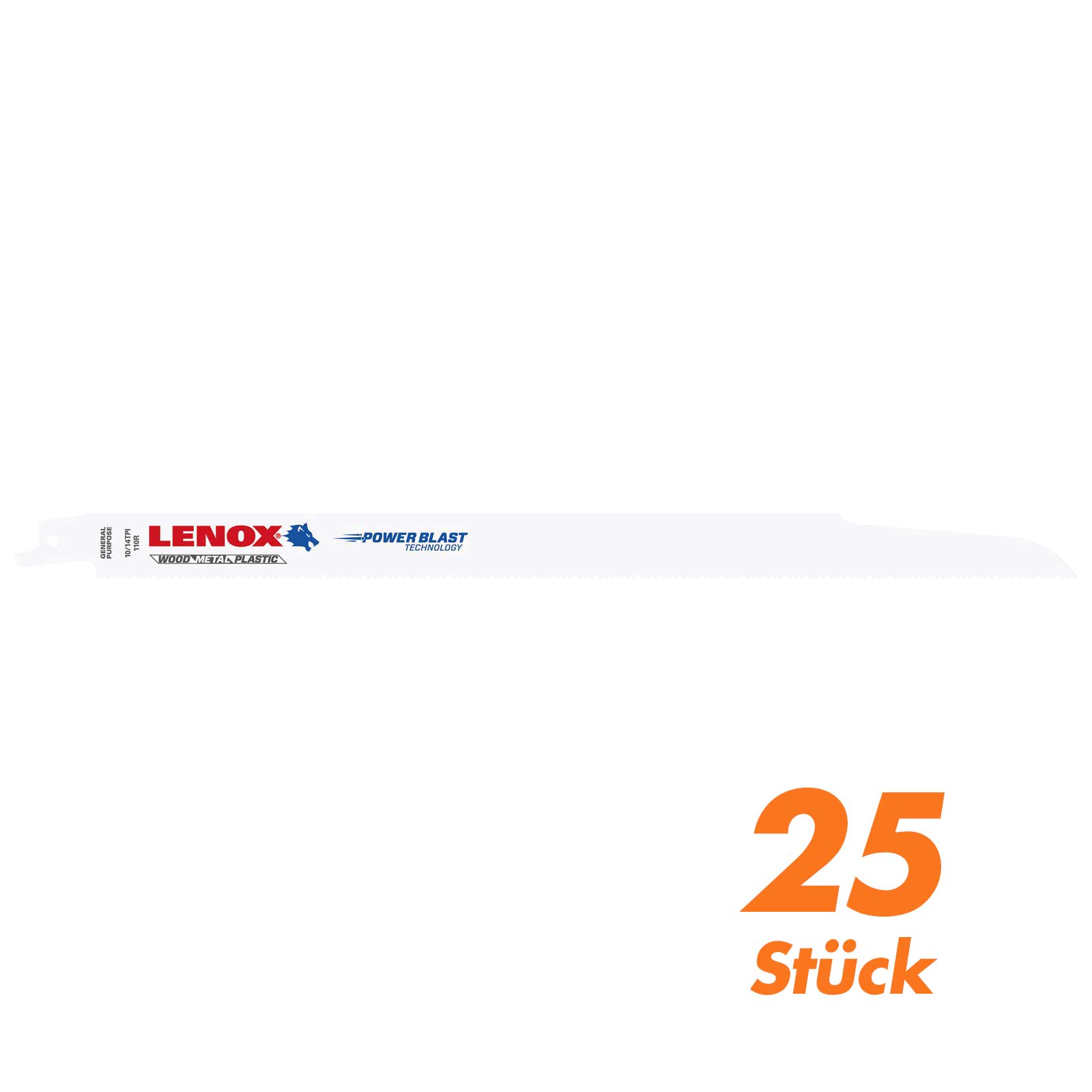 Lenox Säbelsägeblatt Set BI-Metall - 25 Stück - für Holz, Kunststoff, Metall Größe:305 x 19 x 1.3 mm / 10/14 ZPZ von Lenox