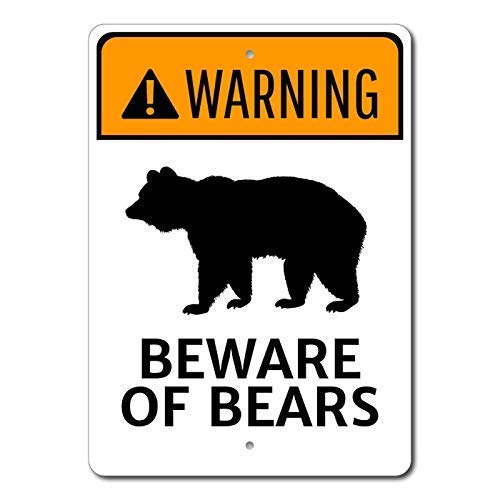Bären-Warnschild, Beware of Bears Schild, Bären-Liebhaber-Geschenk, Warn-Bären-Schild, Warnschild, lustiges Blechschild, 20,3 x 30,5 cm, einfache Montage von Lenrius