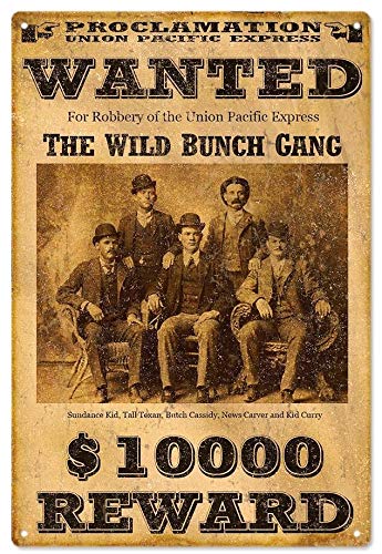 Lenrius The Wild Bunch Gang Wanted Schild Metallschild 30,5 x 20,3 cm von Lenrius