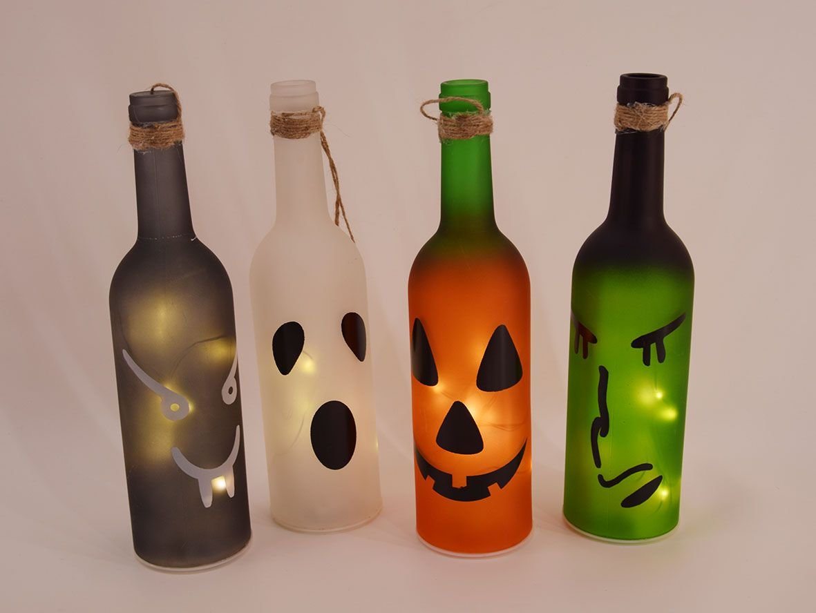 Lensing Bastelmoos Lensing Glasflasche Halloween LED 28 cm von Lensing