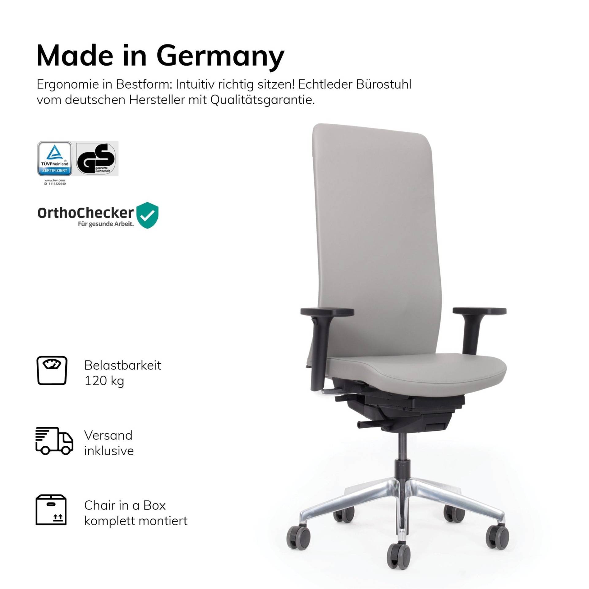 Ergonomischer Bürostuhl Bezug Leder Agilis Matrix MT13 - mit Leichtigkeit gesundes Sitzen - Made in Germany - 30 Jahre Garantie 🇩🇪 von Lento