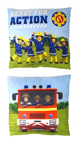 1 Stück Kinderkissen - Dekokissen ca. 30cm x 30cm - Standard 100 by Oeko-TEX® geprüfte Qualität- Original Lizenzware - Feuerwehrmann Sam von Lentz