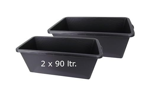 2 Stück Mörtelwanne 90L Profi-Line | Mörtelkasten 90 Liter | aus robustem flexiblen Kunststoff | 31,5x80x50,5cm | Made in Germany von Lentz