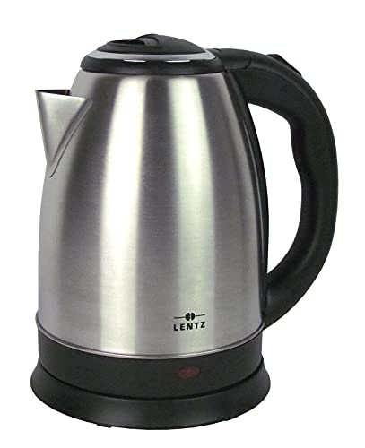 Edelstahl Wasserkocher 1,8 Liter – Abschaltautomatik, Kabellos, BPA frei, optimierte Ausgusstülle - ideal für Tee, Kaffee oder Babynahrung – 1800W von Lentz