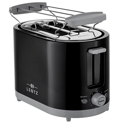 LENTZ 2-Scheiben"COOL TOUCH" Toaster mit Brötchenaufsatz 750 Watt Toastautomat (schwarz) von Lentz