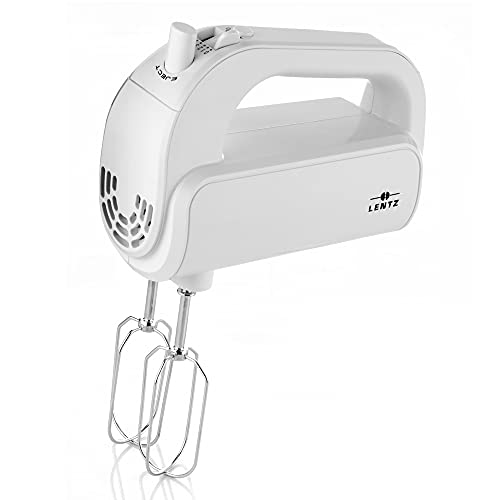 LENTZ Handmixer 250 Watt Handrührgerät inkl. 2 Quirle + 2 Knethaken 5 Geschwindigkeitsstufen + Turbo-Funktion von Lentz