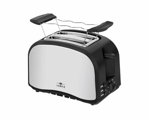 Toaster - 2 Scheiben - mit Brötchenaufsatz, Krümelschublade und Auftaufunktion - 800Watt von Lentz