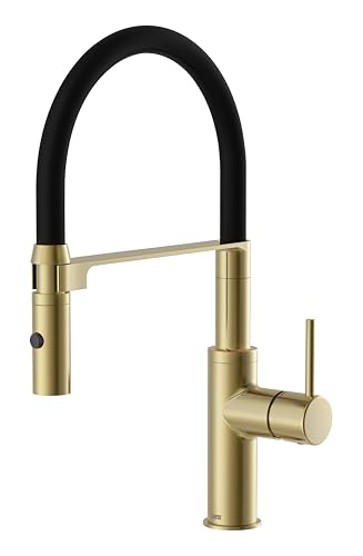 Lenz Küchenarmatur NALU in Gold - flexible Geschirrbrause mit 2 Strahlarten - Zweistufige Wassersparfunktion - Anti-Fingerabdruck Oberfläche und Montage von oben - 46070241 von Lenz
